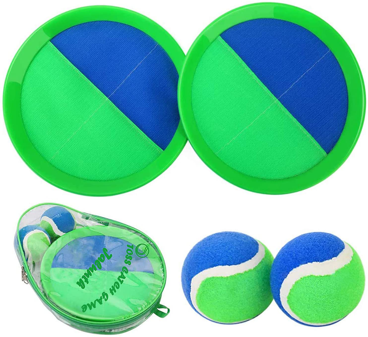 Rynx | Jalunth Ball Catch Set Games Toss Paddle - Beach Toys Back Yard Outdoor Lawn Backyard Throw Sticky Set Age 3 4 5 6 7 8 9 10 11 12 Years Old Boys Girls Kids Adults Family Outside Easter Gifts Green