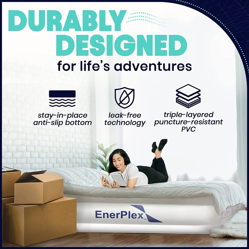 Rynx | Double Height Inflatable Mattress with Built-in Pump