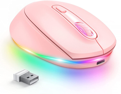 Rynx | Seenda Wireless Mouse, Ultra Silent LED Wireless Mouse with USB Receiver and 3 Adjustable DPI for Kids Laptop Computer Chromebook (Purple)