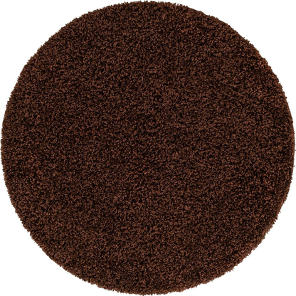 Rynx | Unique Loom Solo Solid Shag Collection Area Modern Plush Carpet Luxurious & Soft, 4' 0 x 4' 0, Chocolate Brown