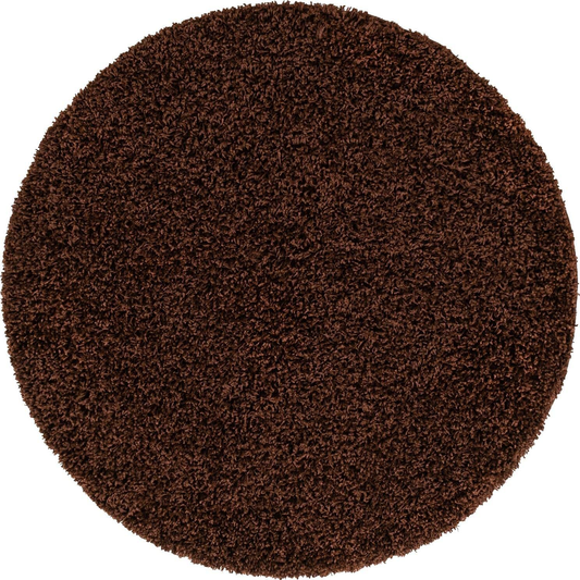 Rynx | Unique Loom Solo Solid Shag Collection Area Modern Plush Carpet Luxurious & Soft, 4' 0 x 4' 0, Chocolate Brown