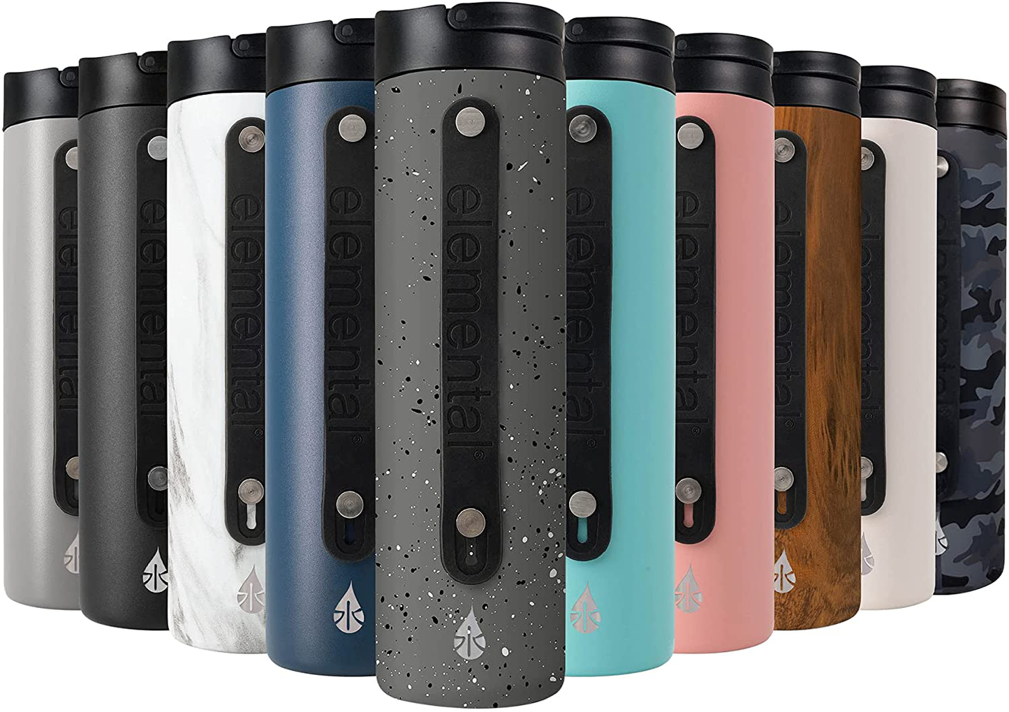 Rynx | Sports Bottle, Stainless Steel Water Bottle 20oz with Sports Lid, Double Insulated Water Bottles that Keep Your Drink Cold or Hot, Graphite - Elemental Bottles
