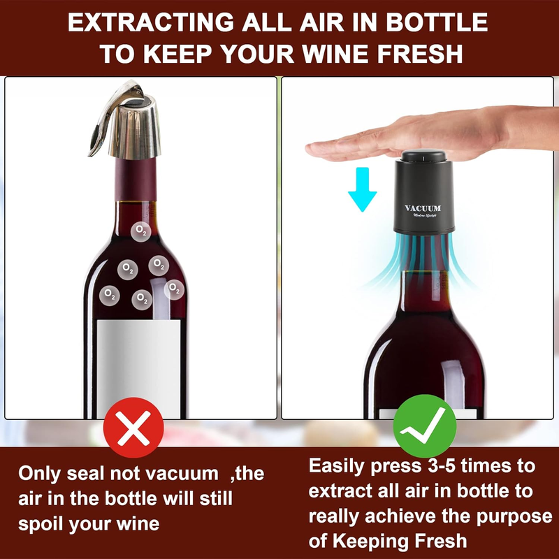 Rynx | Set of 2 wine bottle stoppers, genuine vacuum wine bottle stoppers - reusable