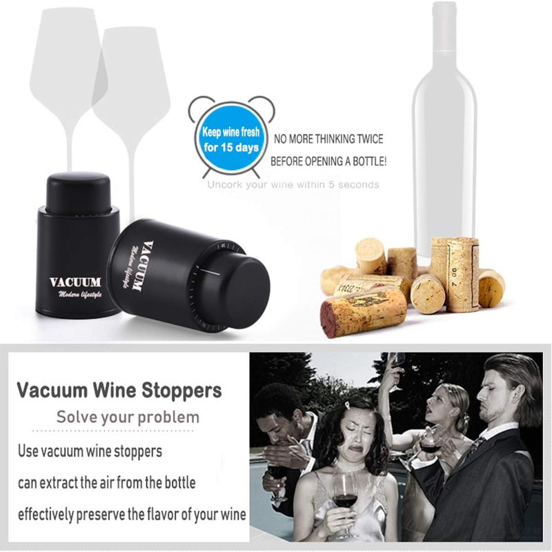 Rynx | Set of 2 wine bottle stoppers, genuine vacuum wine bottle stoppers - reusable