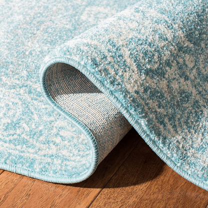 Rynx | Safavieh Evoke Collection Evk270d Shabby Chic Worn Non-Shedding Dining Room Entrance Foyer Living Room Bedroom Area Rug, 5'1" X 5'1" Round, Light Blue / Ivory