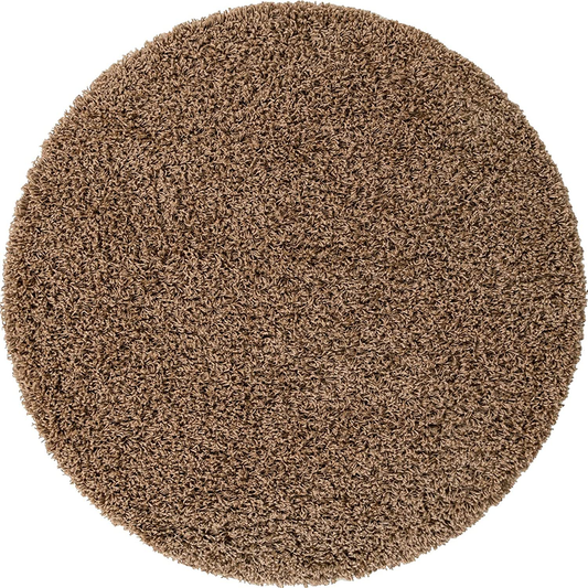 Rynx | Unique Loom Solo Solid Shag Collection Area Modern Plush Carpet Lush & Soft, 4' 0 x 4' 0, Cocoa Powder