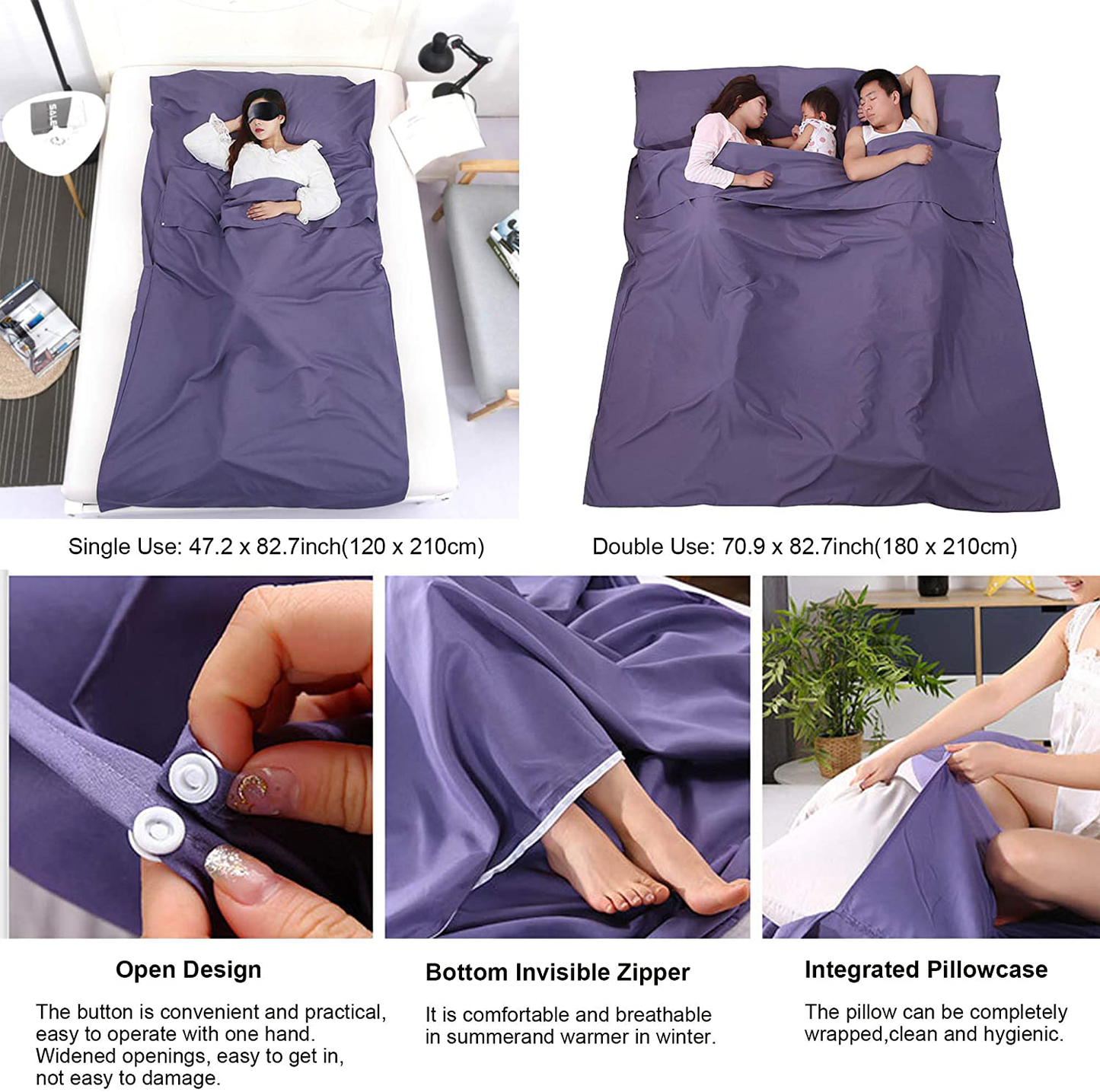 Rynx | Camping Sleeping Bag Liner Lightweight Portable Clean Travel Sheet Sack for Hotel Train Trip Hiking Camping Outdoor Picnic