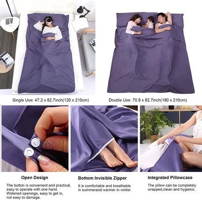 Rynx | Camping Sleeping Bag Liner Lightweight Portable Clean Travel Sheet Sack for Hotel Train Trip Hiking Camping Outdoor Picnic