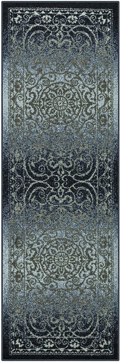 Rynx | Maples Rugs Pelham Vintage Runner Carpet Non Slip Washable Hallway Rug [Stocked In Usa], 1'8 X 5, Navy/Gray