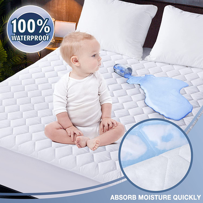 Rynx | Waterproof mattress protector kingsize, soft and breathable quilted mattress protector, 6''-18'' deep pocket tailored mattress cover, white