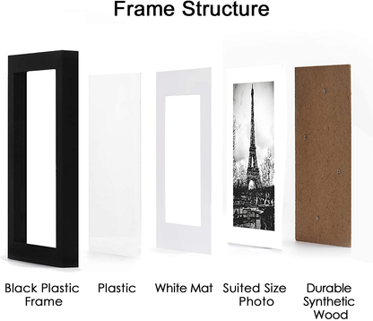 Rynx | Upsimples 9x12 Picture Frame Set For 5, Display Pictures 6x8 With Mat Or 9x12 Without Mat, Wall Gallery Photo Frames, White