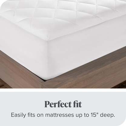 Rynx | Bare Home Quilted Fitted Mattress Pad (King) - Cooling mattress protector - Easy to wash - Elastic mattress cover - Stretch-to-fit up to 15 inches deep (King)