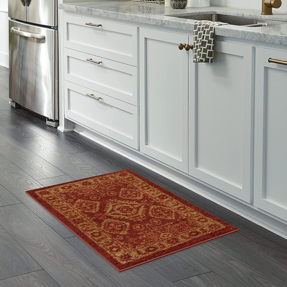 Rynx | Maples Rugs Georgina Traditional Kitchen Non Skid Accent Area Rug [Made in USA], Navy/Green, 1'8 x 2'10