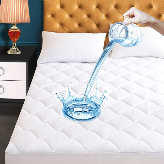 Rynx | Twin Size Quilted Fitted Mattress Pad, Waterproof Breathable Cooling Mattress Pad, stretches up to 21 Inch Deep Pocket Hollow Alternative Filling Silent Mattress Cover