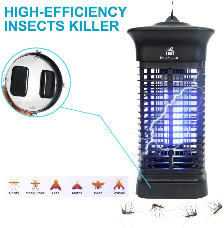 Rynx | Home Suit Bug Zapper 15w For Outdoor And Indoor, High Efficiency 4000v Electric Mosquito Zapper Kills, Waterproof Insect Fly Catcher Outdoor, Electronic Light Bulb Lamp For Home Backyard Terrace