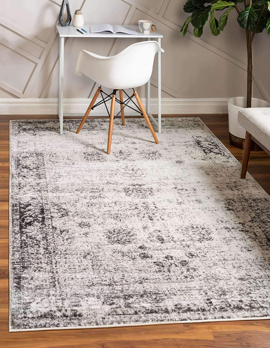 Rynx | Unique Loom Sofia Collection Area Traditional Vintage Mat, French Inspired Perfect for All Home Decor, 4' 0 x 6' 0 Rectangular, Gray/Ivory