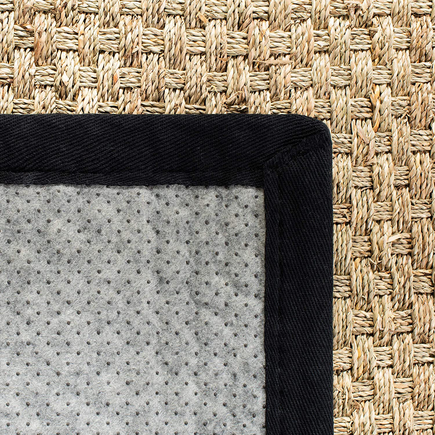 Rynx | Safavieh Natural Fiber Collection NF114G Border Basketweave Seagrass Runner, 2'6" x 10', Olive
