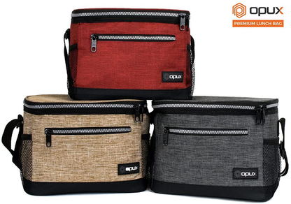 Rynx | Opux Insulated Lunch Box For Men Women, Leakproof Thermal Food Bag For Work, Reusable Lunch Cooler Tote, Soft School Lunch Bucket For Kids With Shoulder Strap, Pockets, 14 Cans, 8l, Red