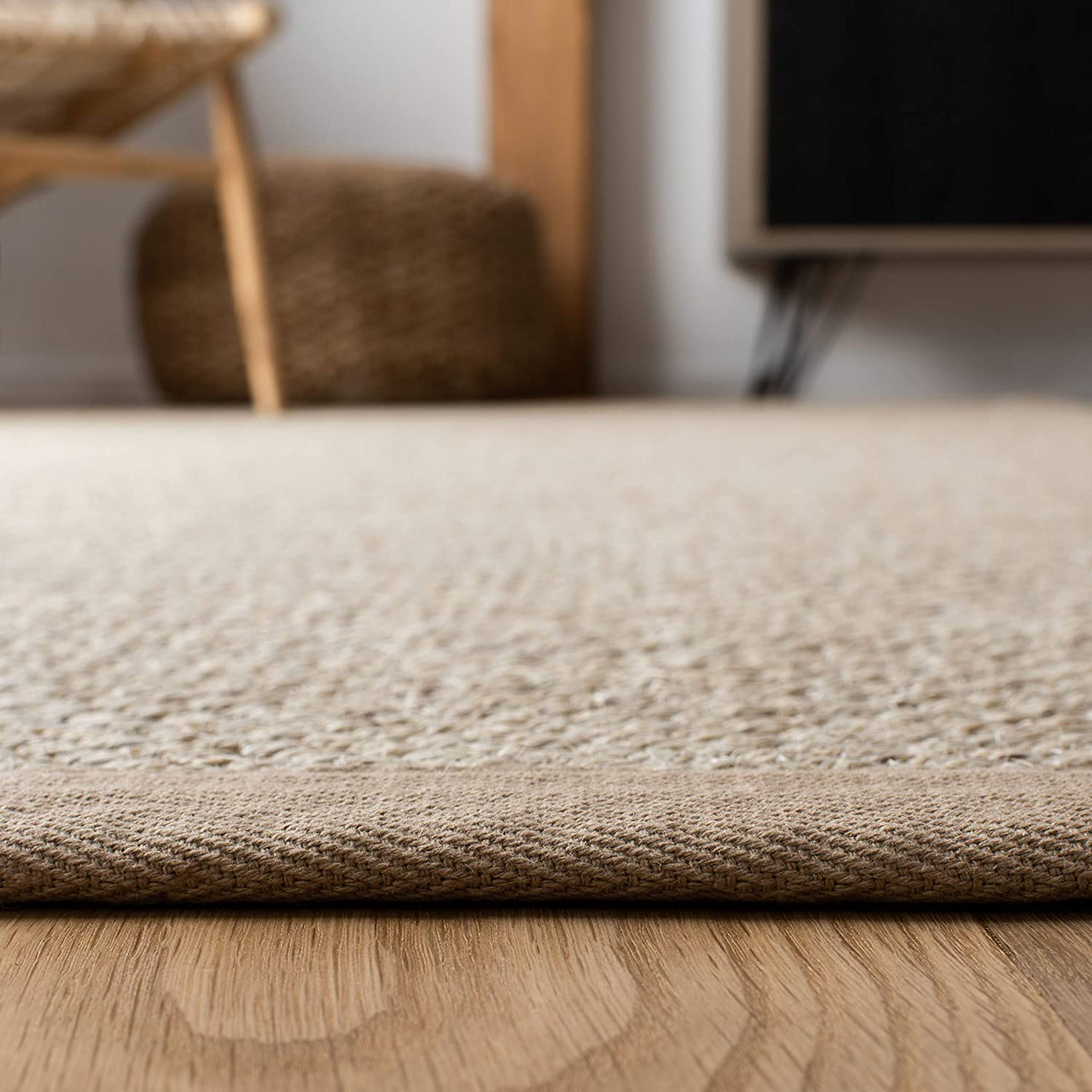 Rynx | Safavieh Natural Fiber Collection NF143D Border Sisal Accent Rug, 2'6" x 4', Marble / Dark Gray