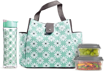 Rynx | Fit + Fresh Westport Insulated Soft Lined Lunch Bag Set With Reusable Containers, And Matching Water Bottle, Sage Camo