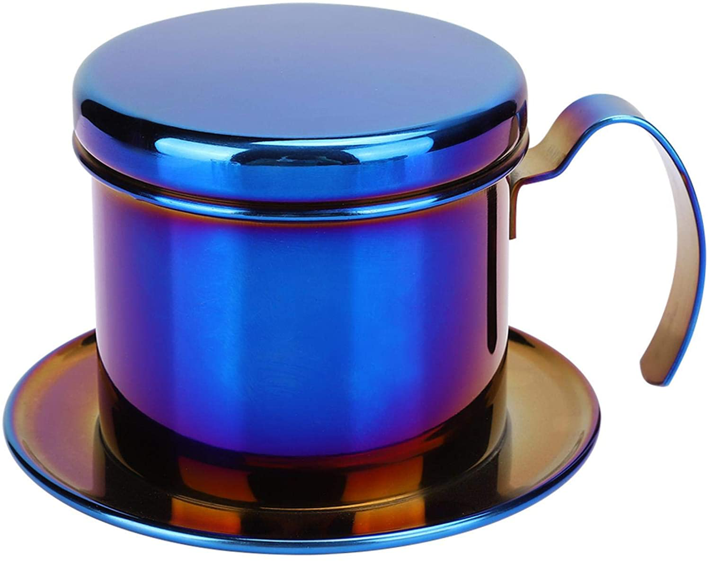 Rynx | Coffee Drip Filter Pot Stainless Steel Vietnamese Style Coffee Maker Pot Coffee Drip Brewer for Home Kitchen Office Outdoor (blue)