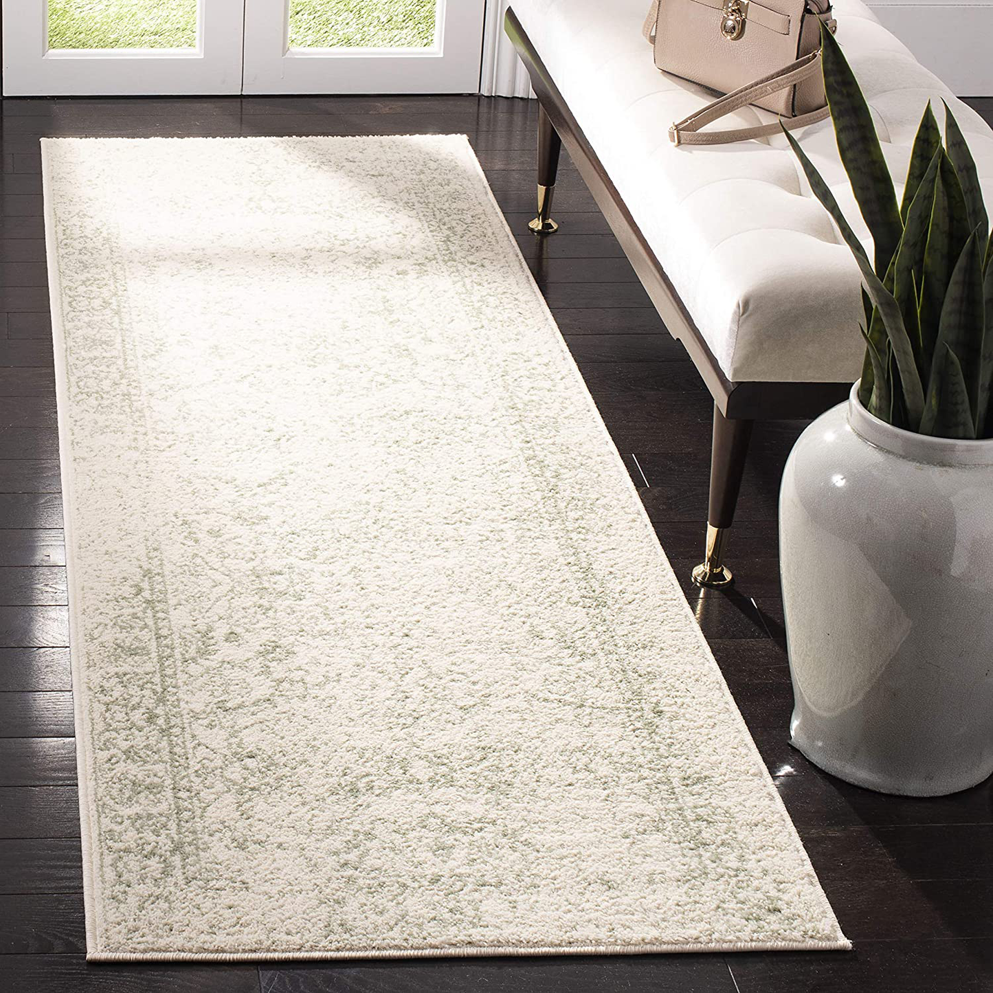 Rynx | Safavieh Adirondack Collection ADR109V Oriental Distressed Non-Shedding Stain Resistant Living Room Bedroom Runner, 2'6" x 10', Ivory / Sage