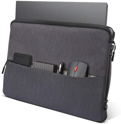 Rynx | Lenovo Urban Laptop Sleeve For 15.6" Notebook, Water-resistant, Soft Padded Compartment, Accessory Storage, Reinforced Rubber Corners, Extended Handle, Gx40z50942, Charcoal Gray