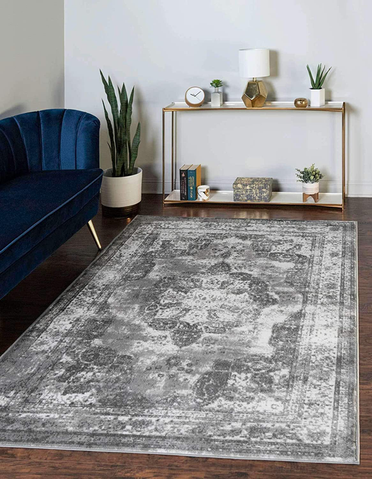 Rynx | Unique Loom Sofia Collection Area Traditional Vintage Rug, French Inspired Perfect For All Home Decor, 5' 0 X 8' 0 Rectangular, Gray/Light Gray