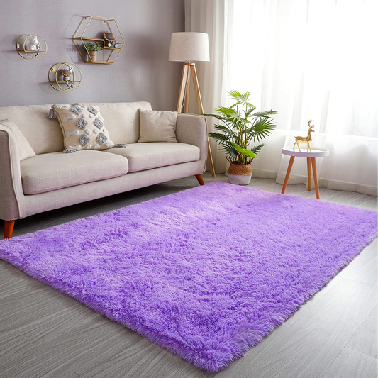 Rynx | GKLUCKIN Shag Ultra Soft Area Rug, Fluffy 4'x6' Purple Rugs Plush Non-Skid Indoor Fuzzy Faux Fur Rugs Furry Accent Rugs for Living Room Bedroom Kids Room Children's Room Decor