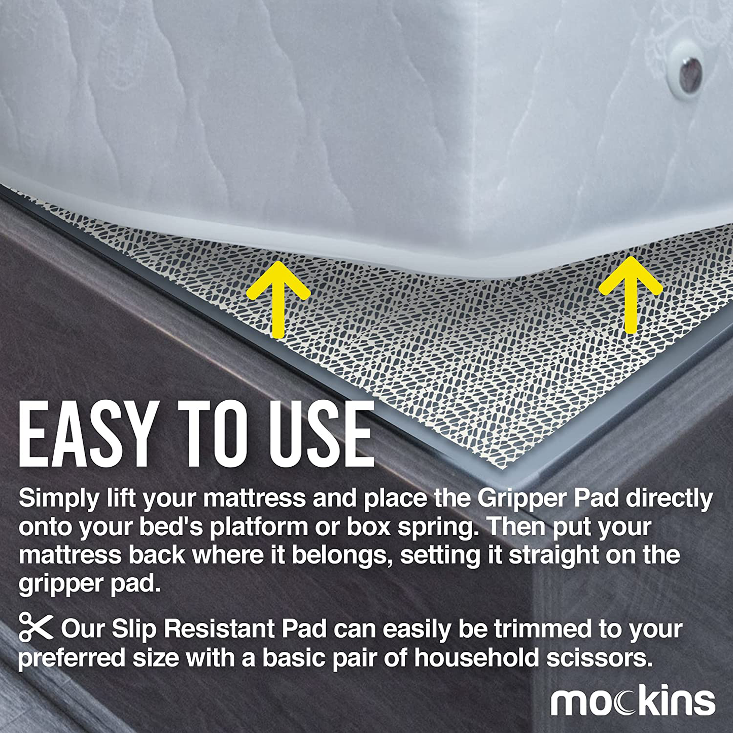Rynx | Mockins Full Size 48" x 72" Non-Slip Mattress Protector | Prevents mattress and topper from sliding | Strong and durable grip pad | Multi-purpose and customizable…
