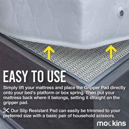 Rynx | Mockins Full Size 48" x 72" Non-Slip Mattress Protector | Prevents mattress and topper from sliding | Strong and durable grip pad | Multi-purpose and customizable…