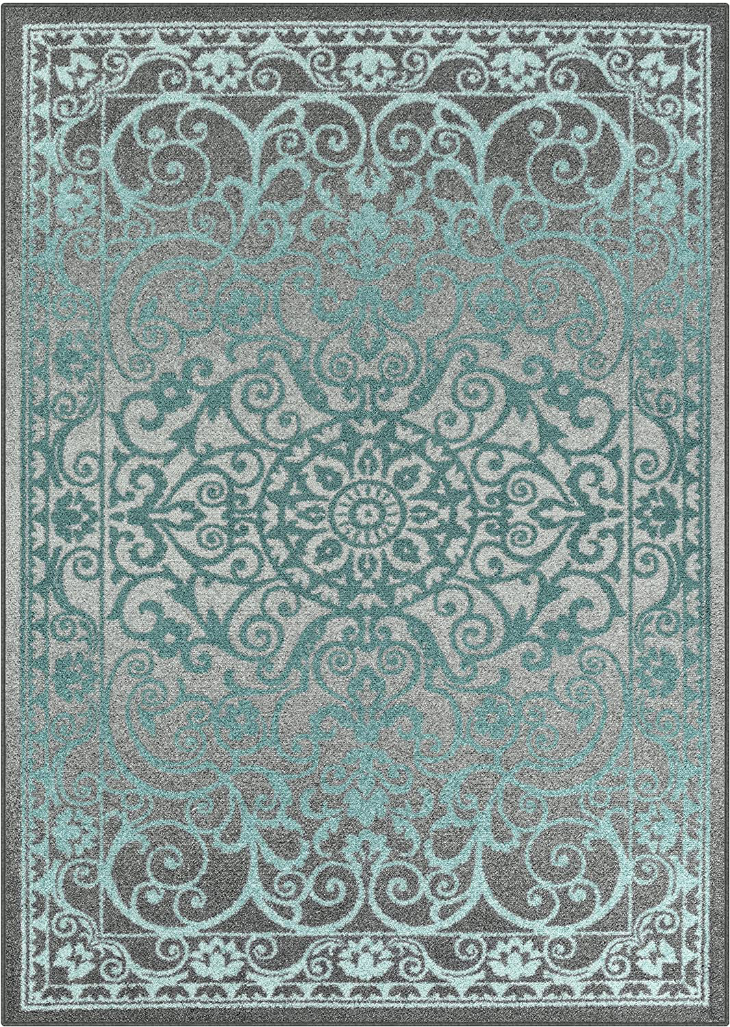Rynx | Maples Rugs Pelham Vintage Runner Rug Non Slip Washable Hallway Entry Carpet [Made in USA], 2 x 6, Light Spa