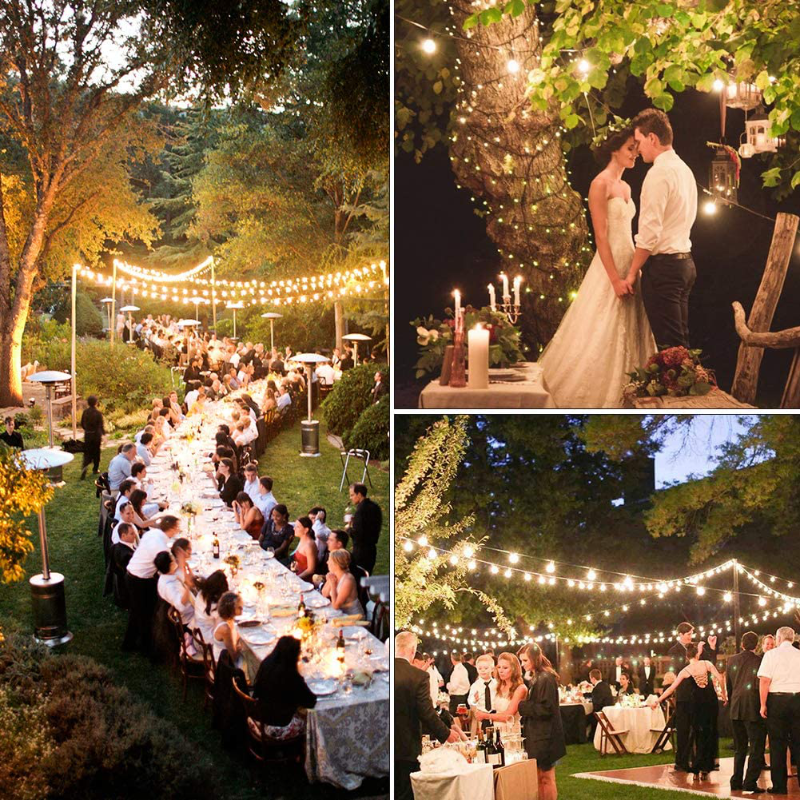 Rynx | 25Ft Waterproof Globe Patio Hanging Lights With 27 Edison Clear Bulbs