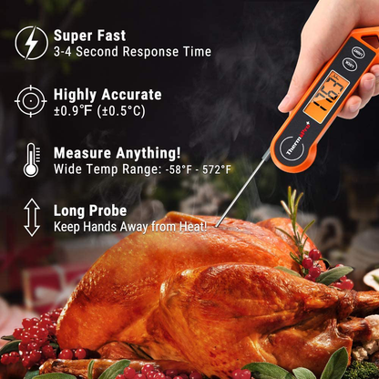Rynx | ThermoPro TP19H Waterproof Digital Meat Thermometer for Grilling with Ambidextrous Backlit and Motion Sensing Kitchen Cooking Thermometer for BBQ Grill Smoker Oil Fried Candy Thermometer