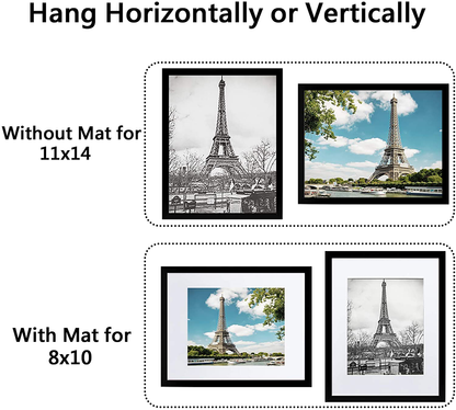 Rynx | Upsimples 9x12 Picture Frame Set For 5, Display Pictures 6x8 With Mat Or 9x12 Without Mat, Wall Gallery Photo Frames, White