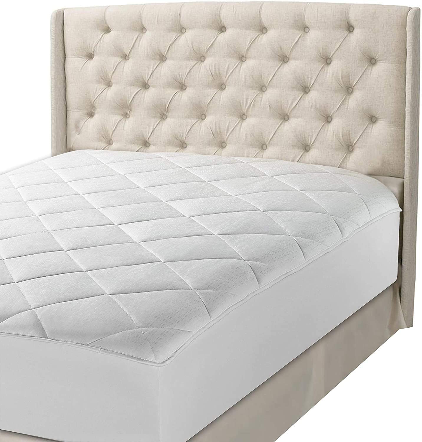 Rynx | MAXI Twin Mattress Pad Topper | Dunalternative Mattress Cover, 100% Cotton Top, 300 TC Quilted | Highly Breathable, Full Coverage Bed Mattress Pad | Twin (39x75) Elastic up to 14"
