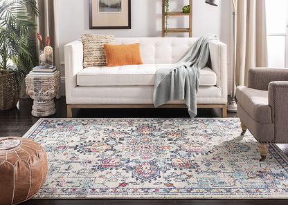 Rynx | Safavieh Madison Collection Mad473a Boho Chic Medallion Distressed Non-Shedding Stain Resistant Living Room Bedroom Accent Rug, 2'2" X 4', Fuchsia / Blue
