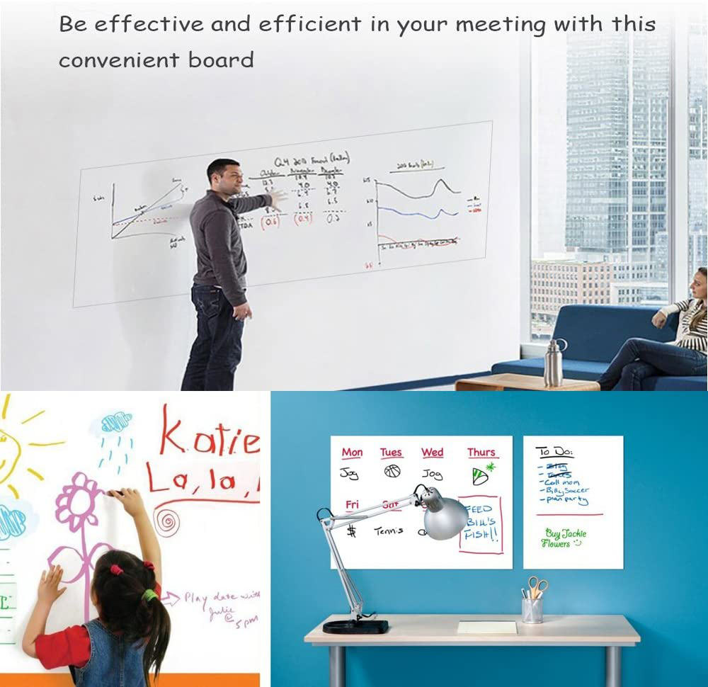 Rynx | Self-Adhesive Whiteboard Wall Decal Sticker, 17.7" X 78.7" Extra Large Strong & Durable Dry Erase Wall Paper Message Board Peel Stick White Board for Kids Drawing, Office, School, Home Decor (White)
