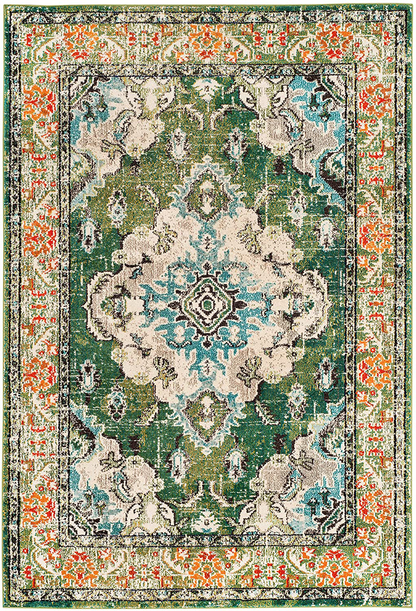 Rynx | Safavieh Monaco Collection Mnc243n Boho Chic Medallion Distressed Non-Shedding Stain Resistant Living Room Bedroom Area Rug, 3' X 3' Square, Navy Blue / Light Blue