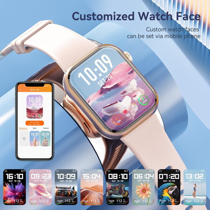 Rynx | Women's Smart Watch, 1.83 inch, IP67 Waterproof Outdoor Workout Tracker with AI