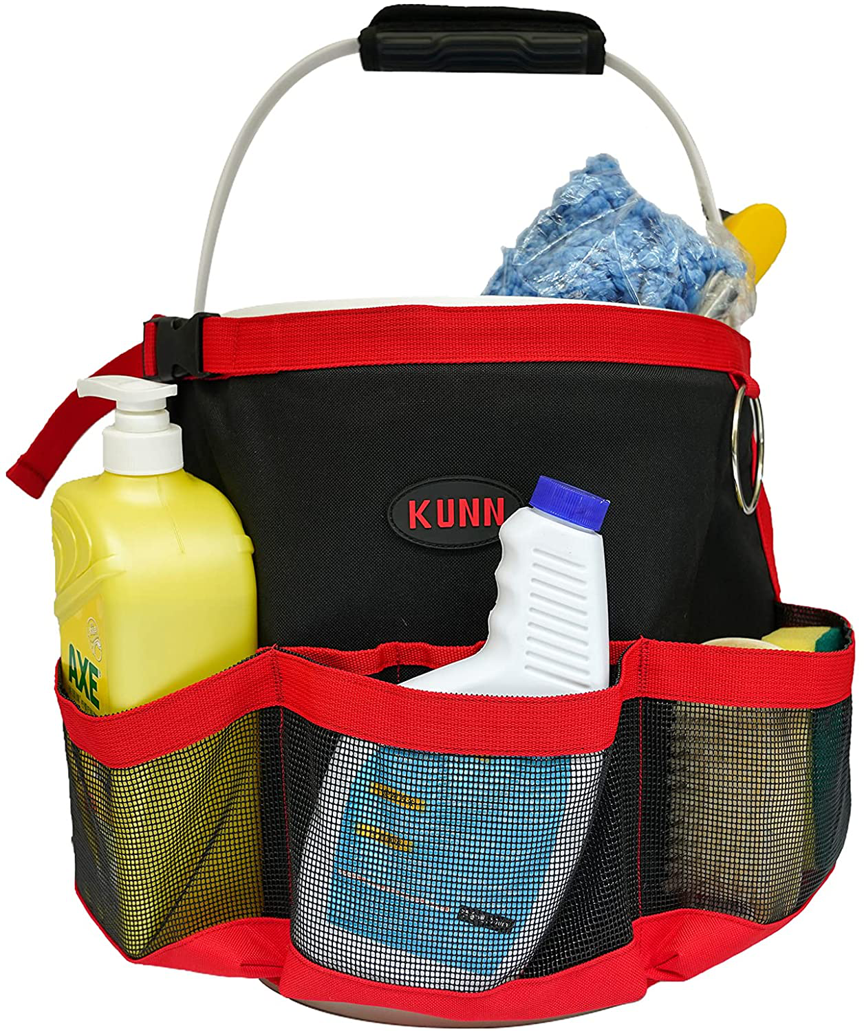 Rynx | KUNN Car Wash Bucket Tool Organizer for 5 Gallon Bucket with Towel Holder, Soap Pockets Cleaning Bucket Organizer Waterproof Mesh Pockets for Cleaning Supplies, Car Wash Supplies