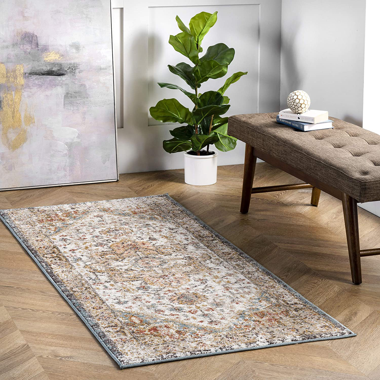 Rynx | nuLOOM Shane Persian Vintage Runner Rug, 2' 6" x 8', Beige