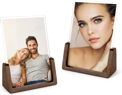 Rynx | Mixoo Picture Frame 2 Pack - Rustic Wood Picture Frames with Walnut Wood Base and High-Resolution Shatterproof Acrylic Glass Cover for Table or Desktop Display (4x6 inches, Horizontal + Vertical)