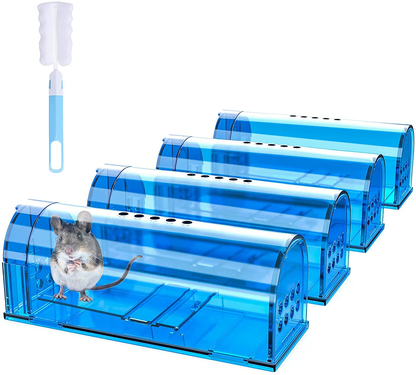 Rynx | 4 Pack Humane Mouse Traps No Kill, Live Mouse Trap, Reusable Mouse Trap for Home and Outdoors