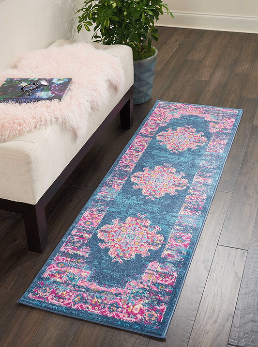Rynx | Nourison Passion Traditional Area Rug, 1'10" x 6', Blue, 6 Feet