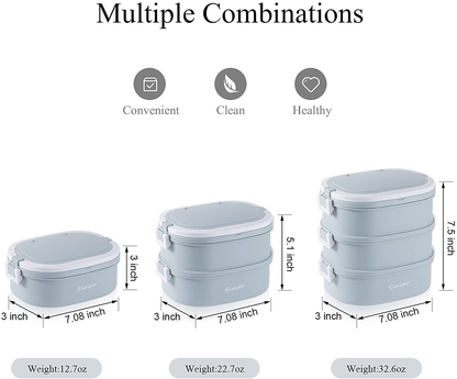 Rynx | Bento Box Adult Lunch Box, Slaipo Leak-proof Lunch Box Container Insulated Lunch Bag Fork Spoon, Portable Stackable Food Container Storage Boxes For Work School Camping, 3 Layers…