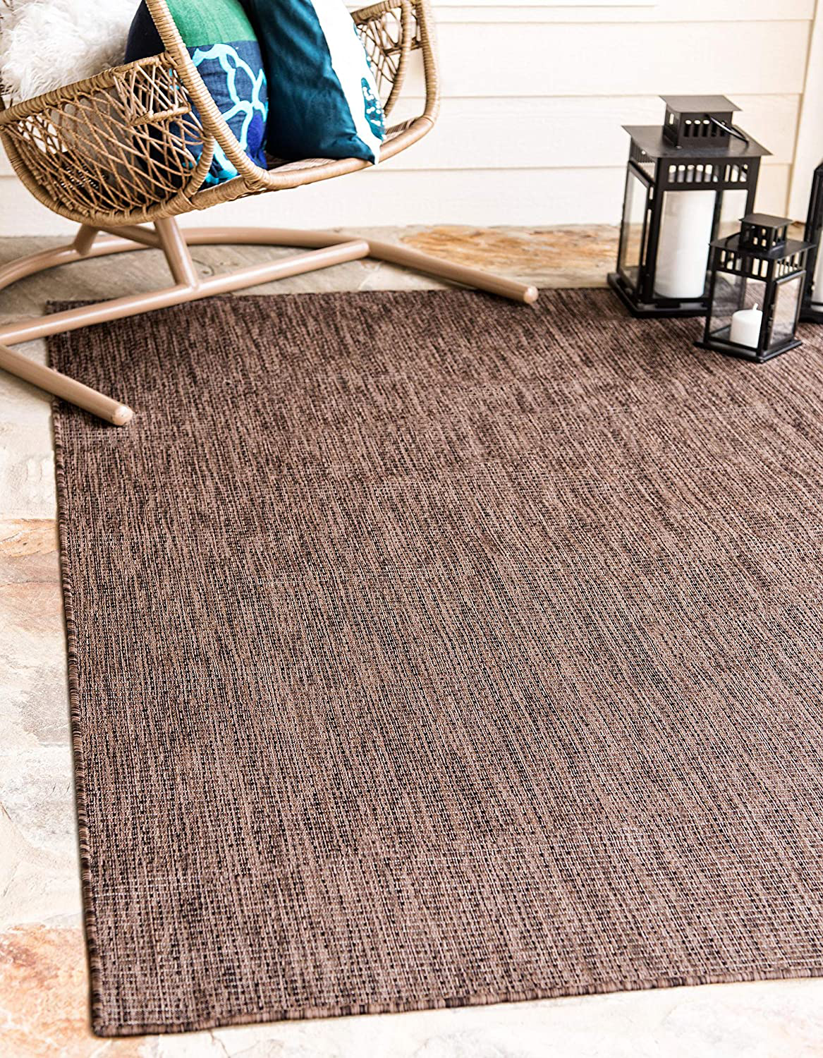 Rynx | Unique Loom Solid Collection Casual Transitional Indoor and Outdoor Flatweave Runner Rug, 2' 7" x 12', Marine Blue/Light Blue