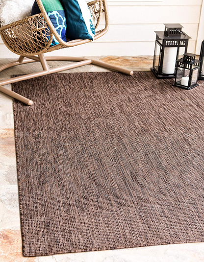 Rynx | Unique Loom Solid Collection Casual Transitional Indoor and Outdoor Flatweave Runner Rug, 2' 7" x 12', Marine Blue/Light Blue