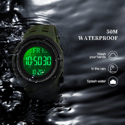 Rynx | Men's Waterproof Digital Sports Watch, Alarm, Backlight, Classic Large Dial