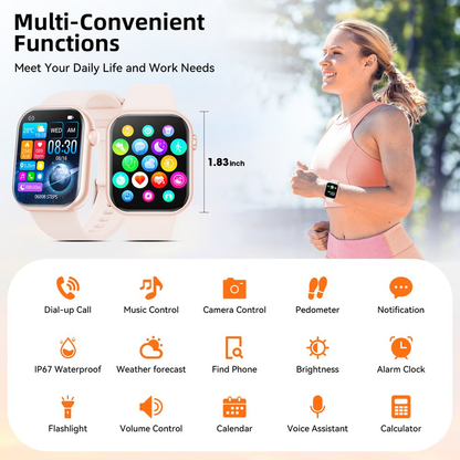 Rynx | Women's Smart Watch, 1.83 inch, IP67 Waterproof Outdoor Workout Tracker with AI